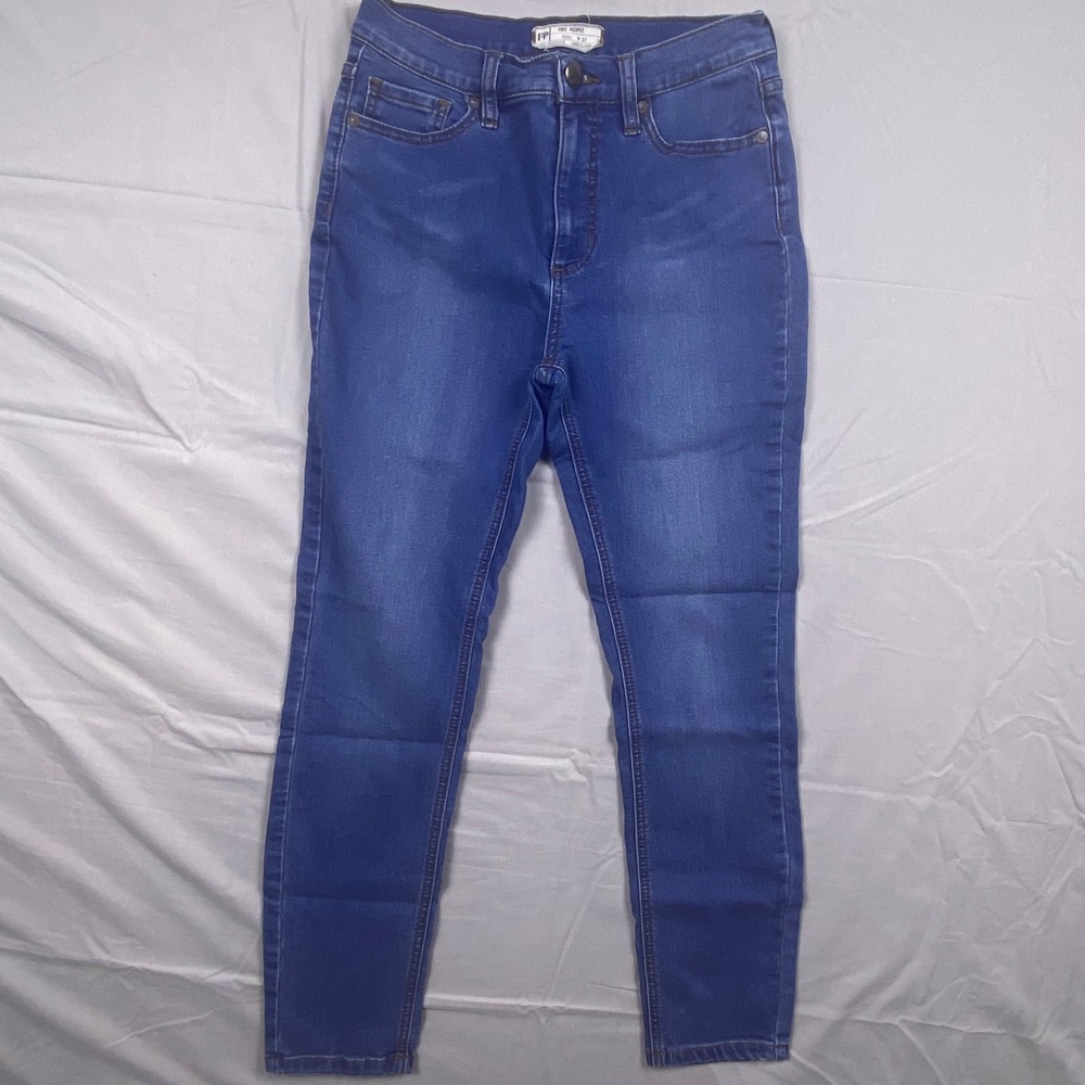 Free People High Rise Skinny Jeans Womens 27 Blue Straight Leg Stretch Casual